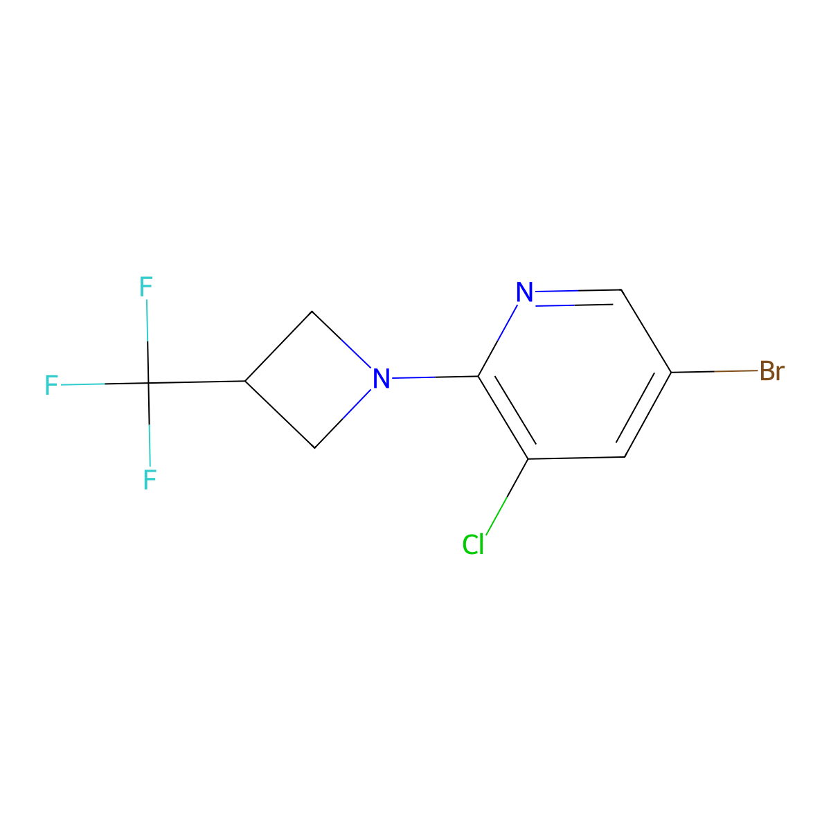 5-Bromo-3-chloro-2-[3-(trifluoromethyl)azetidin-1-yl]pyridine molecular structure, CAS 2770595-34-9