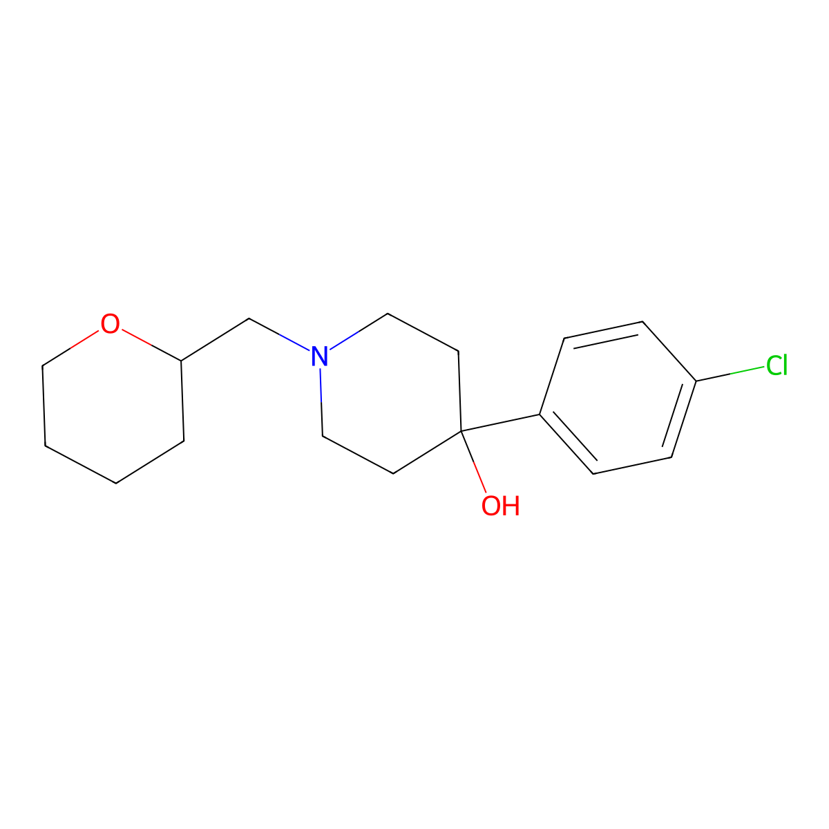 4-(4-Chlorophenyl)-1-[(oxan-2-yl)methyl]piperidin-4-ol molecular structure, CAS 2770595-35-0