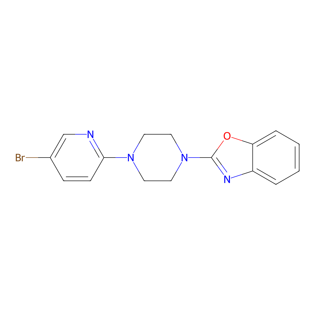 2-[4-(5-Bromopyridin-2-yl)piperazin-1-yl]-1,3-benzoxazole molecular structure, CAS 2770595-39-4
