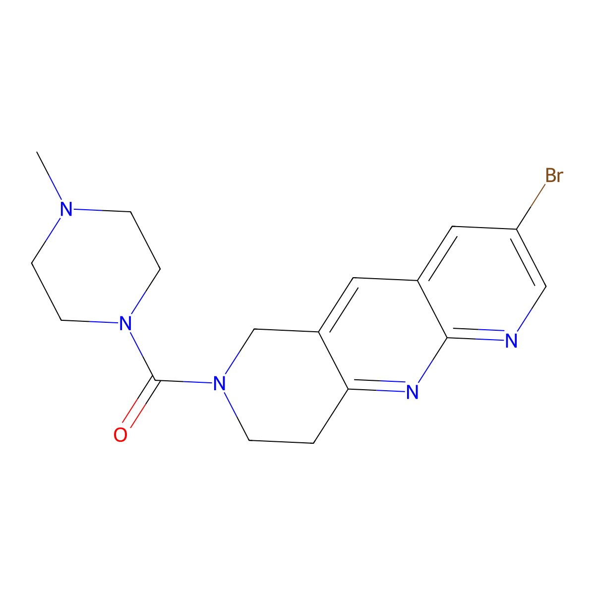 1-{3-bromo-6H,7H,8H,9H-pyrido[2,3-b]1,6-naphthyridine-7-carbonyl}-4-methylpiperazine molecular structure, CAS 2770595-42-9