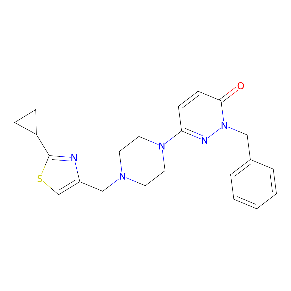 2-Benzyl-6-{4-[(2-cyclopropyl-1,3-thiazol-4-yl)methyl]piperazin-1-yl}-2,3-dihydropyridazin-3-one molecular structure, CAS 2770595-46-3