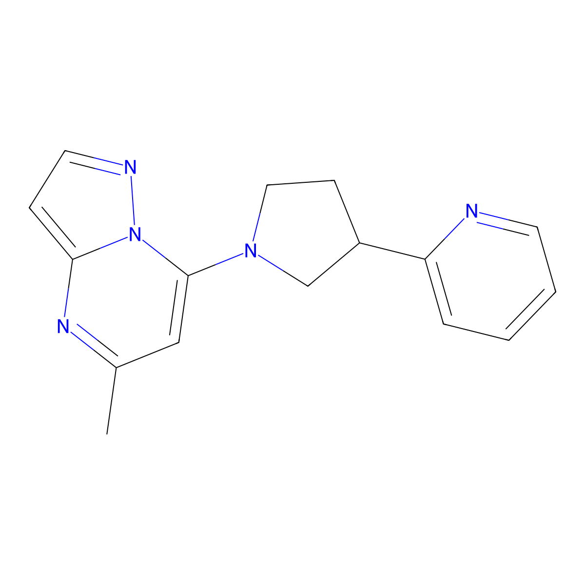 2-(1-{5-Methylpyrazolo[1,5-a]pyrimidin-7-yl}pyrrolidin-3-yl)pyridine molecular structure, CAS 2770595-52-1