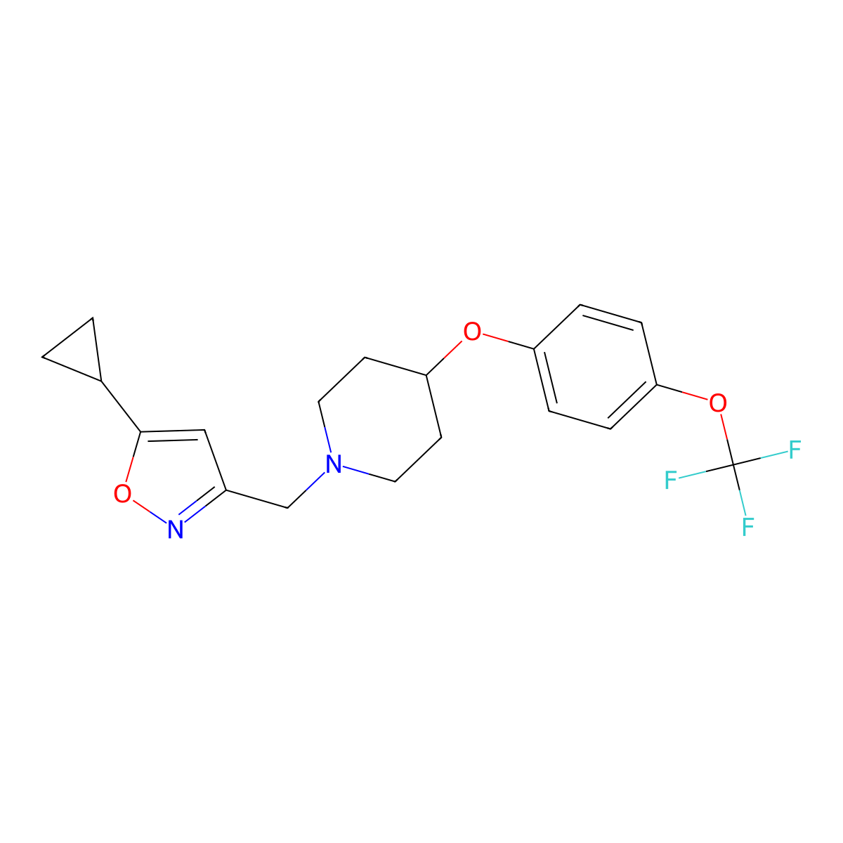 1-[(5-Cyclopropyl-1,2-oxazol-3-yl)methyl]-4-[4-(trifluoromethoxy)phenoxy]piperidine molecular structure, CAS 2770595-60-1