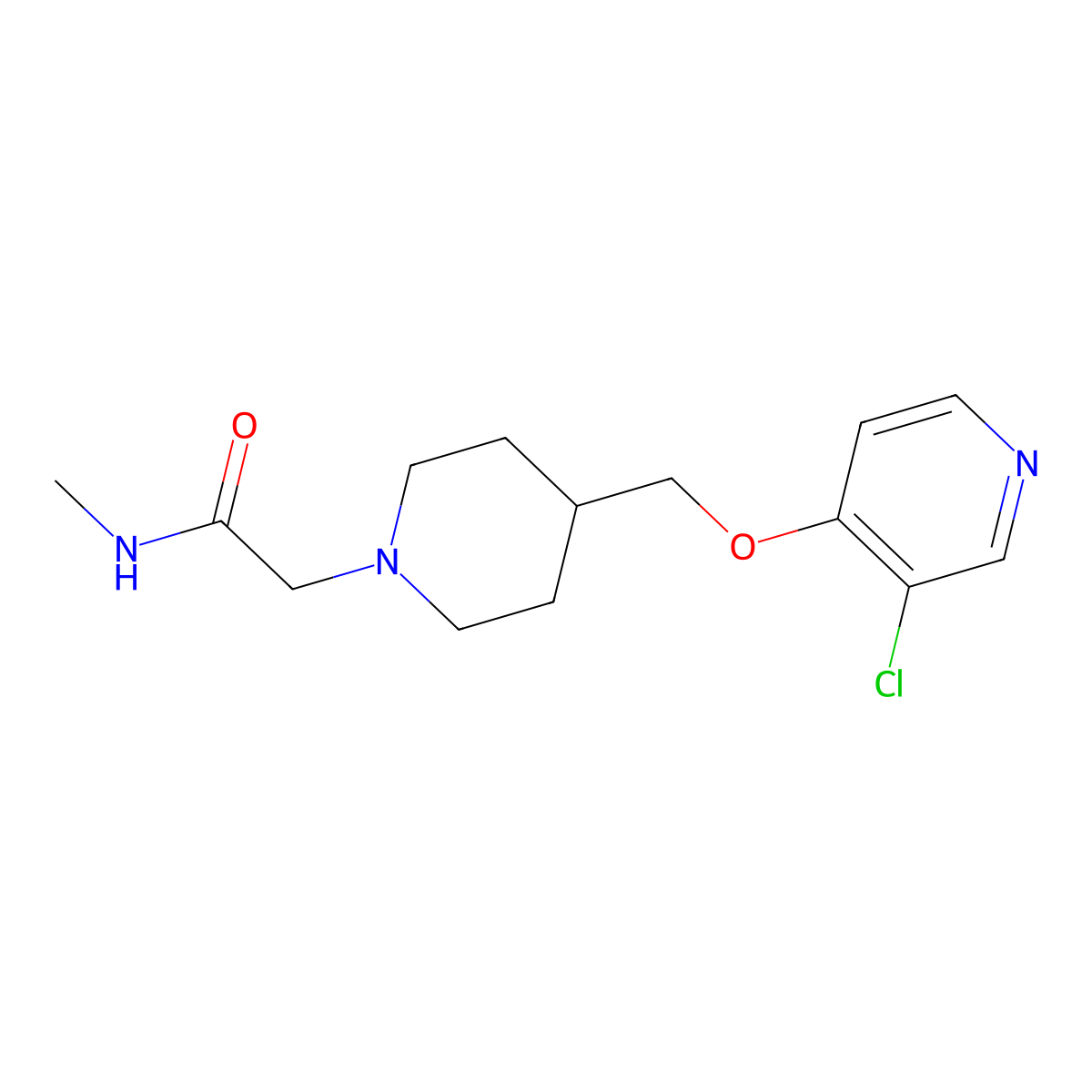 2-(4-{[(3-chloropyridin-4-yl)oxy]methyl}piperidin-1-yl)-N-methylacetamide molecular structure, CAS 2770595-61-2