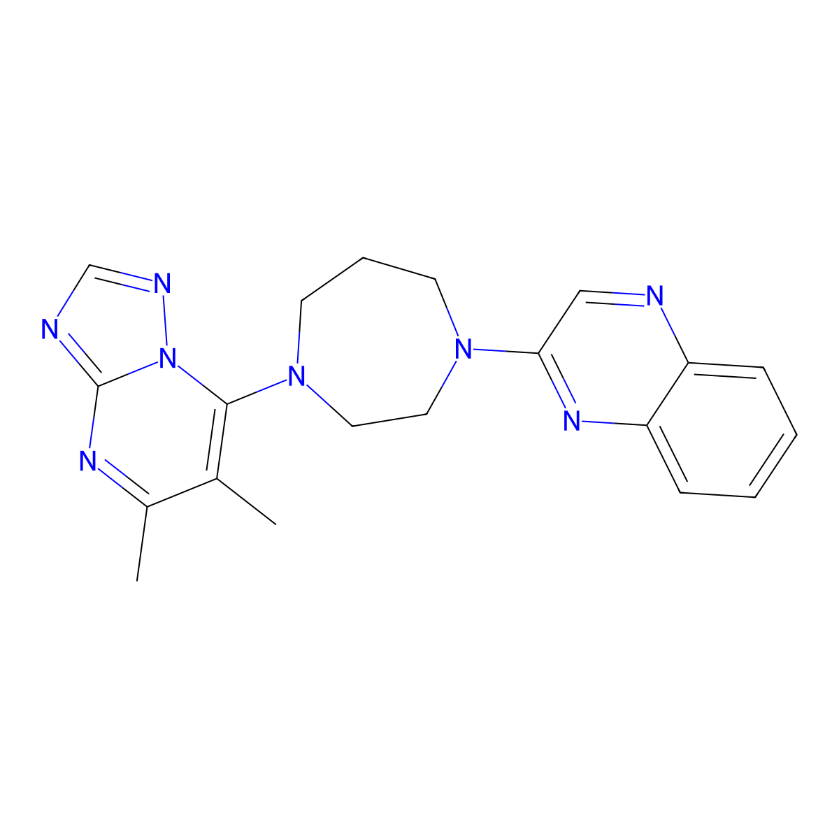 2-(4-{5,6-Dimethyl-[1,2,4]triazolo[1,5-a]pyrimidin-7-yl}-1,4-diazepan-1-yl)quinoxaline molecular structure, CAS 2770595-62-3