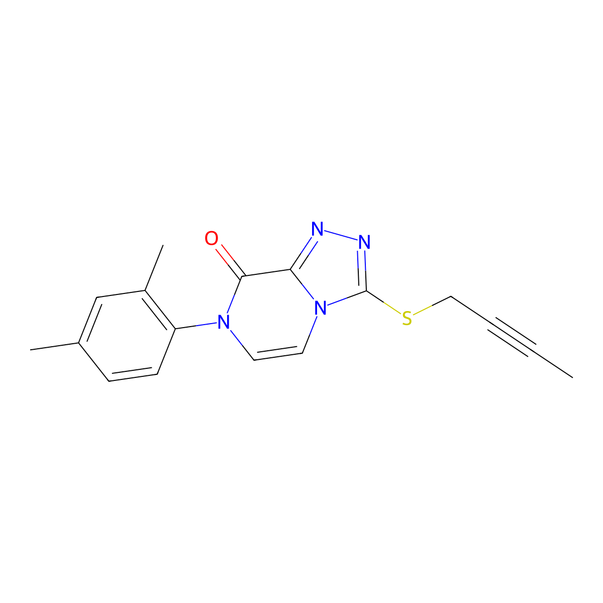 3-(but-2-yn-1-ylsulfanyl)-7-(2,4-dimethylphenyl)-7H,8H-[1,2,4]triazolo[4,3-a]pyrazin-8-one molecular structure, CAS 2770595-66-7