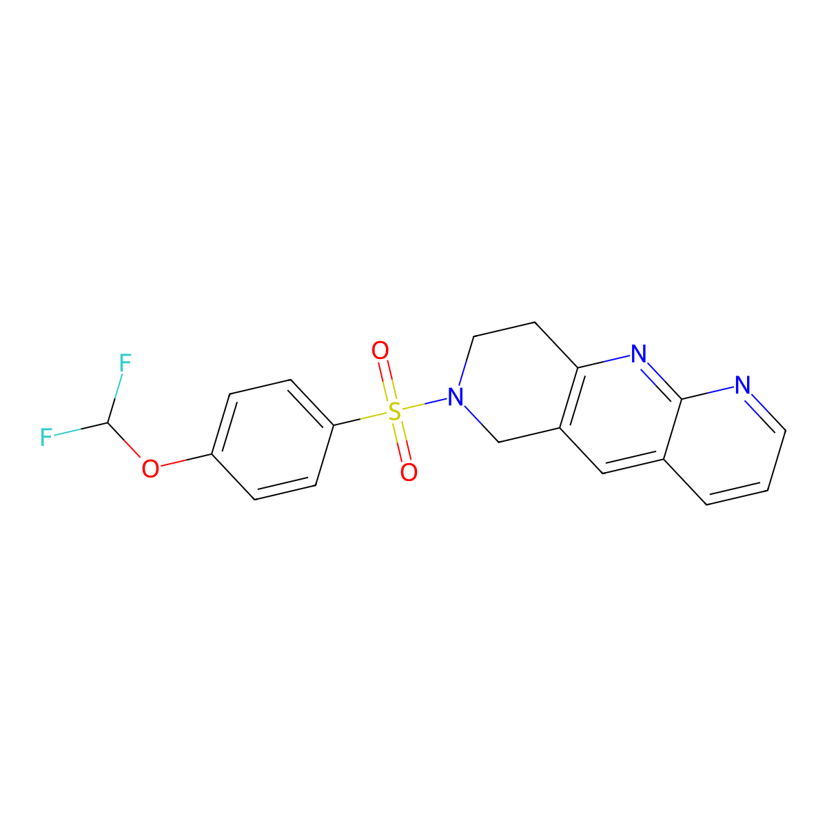 7-[4-(difluoromethoxy)benzenesulfonyl]-6H,7H,8H,9H-pyrido[2,3-b]1,6-naphthyridine molecular structure, CAS 2770595-72-5