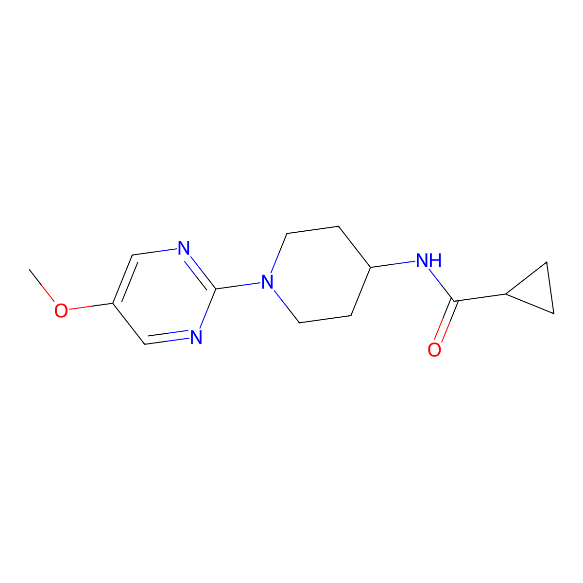 N-[1-(5-methoxypyrimidin-2-yl)piperidin-4-yl]cyclopropanecarboxamide molecular structure, CAS 2770595-73-6