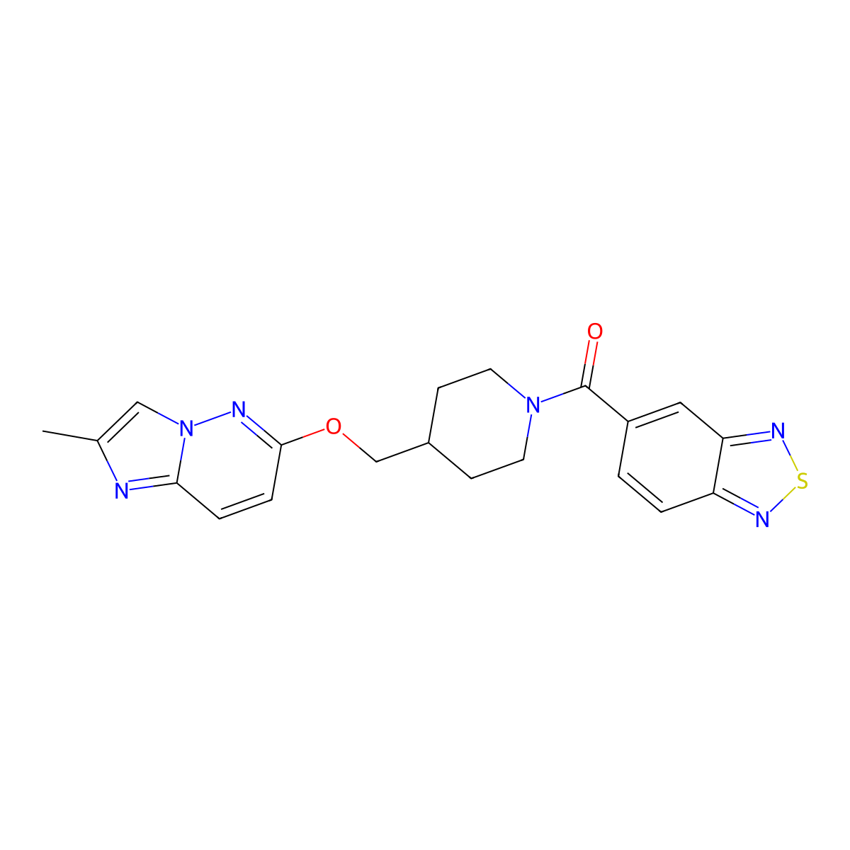 5-{4-[({2-Methylimidazo[1,2-b]pyridazin-6-yl}oxy)methyl]piperidine-1-carbonyl}-2,1,3-benzothiadiazole molecular structure, CAS 2770595-75-8