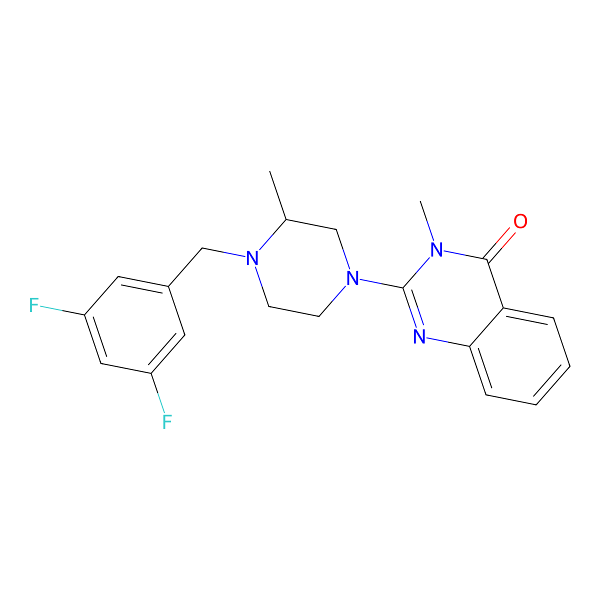2-{4-[(3,5-Difluorophenyl)methyl]-3-methylpiperazin-1-yl}-3-methyl-3,4-dihydroquinazolin-4-one molecular structure, CAS 2770595-77-0