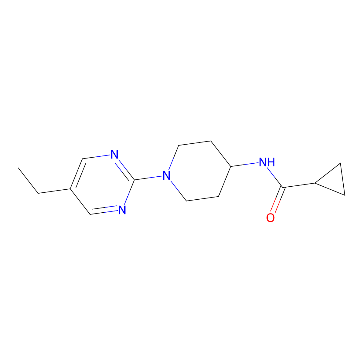 N-[1-(5-ethylpyrimidin-2-yl)piperidin-4-yl]cyclopropanecarboxamide molecular structure, CAS 2770595-78-1