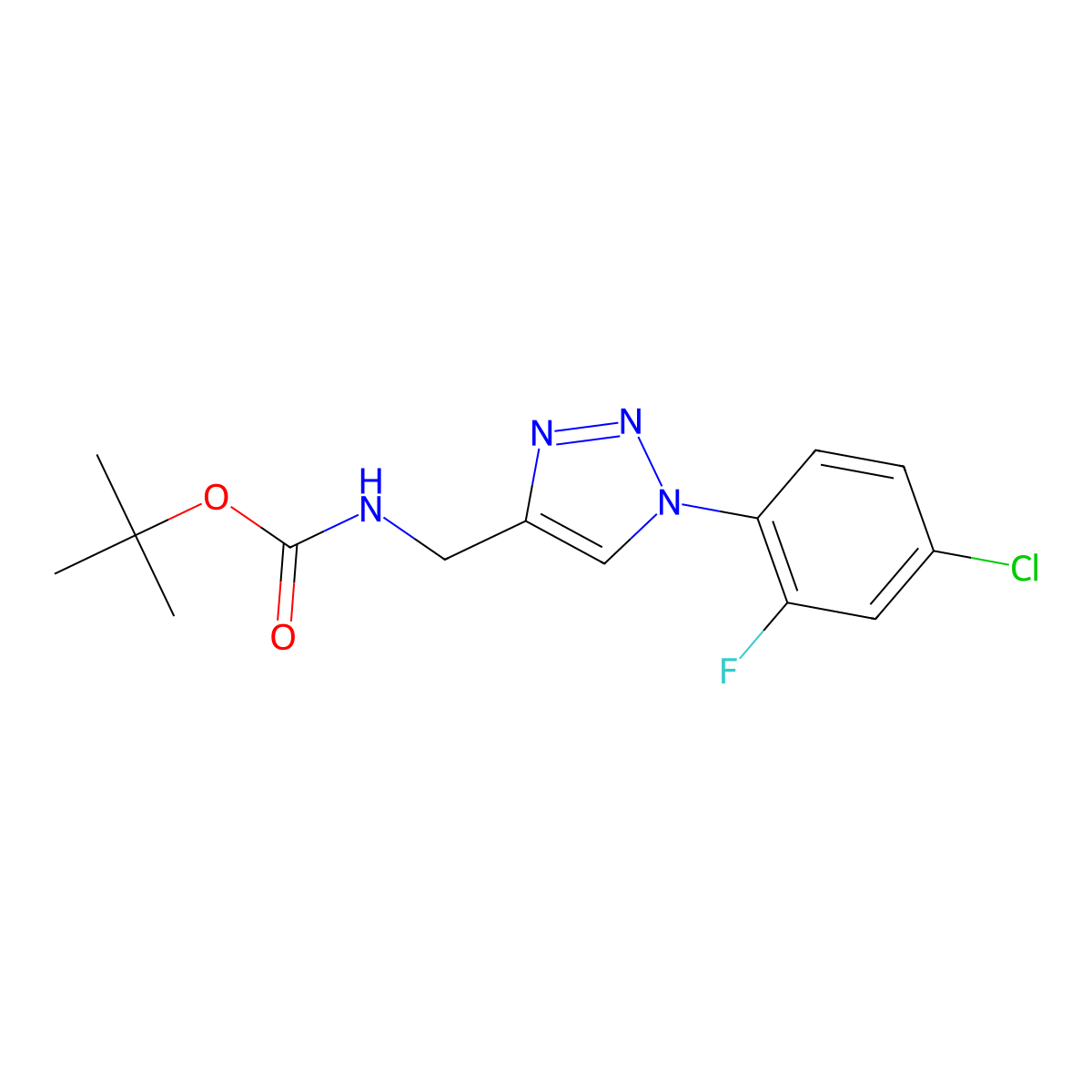 tert-butyl N-[[1-(4-chloro-2-fluorophenyl)triazol-4-yl]methyl]carbamate molecular structure, CAS 2770595-79-2