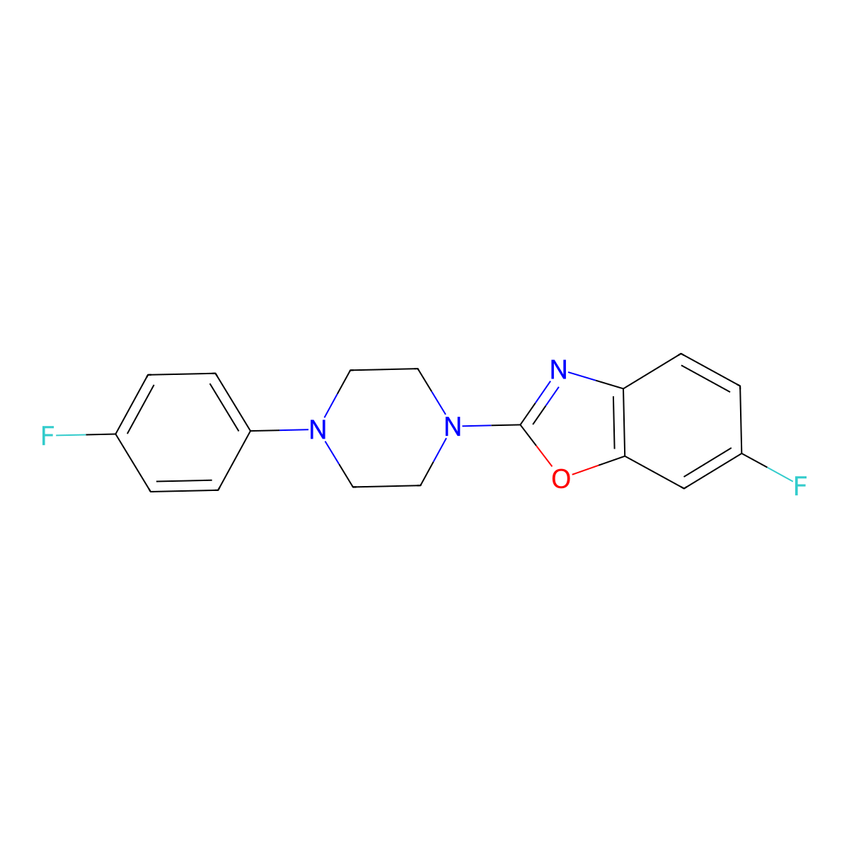 6-Fluoro-2-[4-(4-fluorophenyl)piperazin-1-yl]-1,3-benzoxazole molecular structure, CAS 2770595-82-7