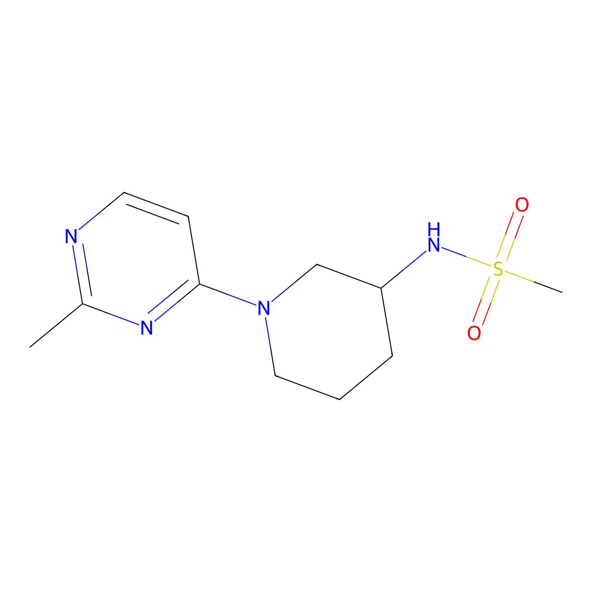 N-[1-(2-methylpyrimidin-4-yl)piperidin-3-yl]methanesulfonamide molecular structure, CAS 2770595-84-9