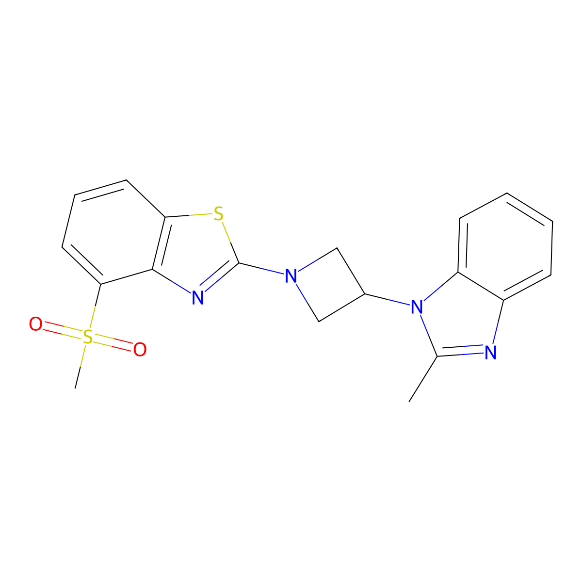 2-[3-(2-Methylbenzimidazol-1-yl)azetidin-1-yl]-4-methylsulfonyl-1,3-benzothiazole molecular structure, CAS 2770595-90-7