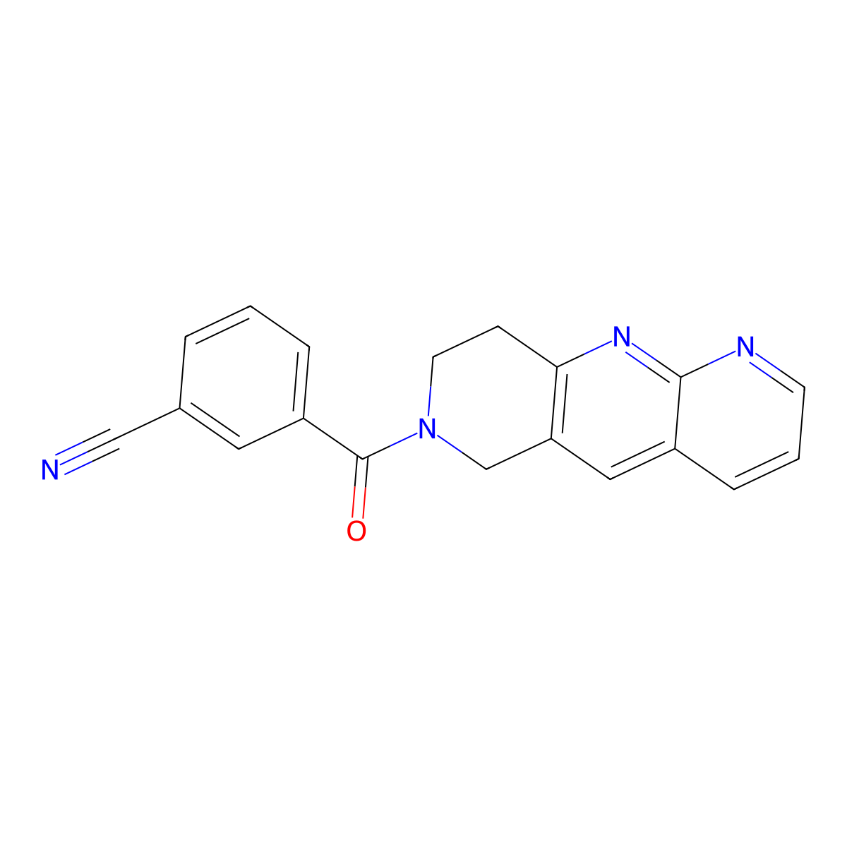 3-{6H,7H,8H,9H-pyrido[2,3-b]1,6-naphthyridine-7-carbonyl}benzonitrile molecular structure, CAS 2770595-91-8