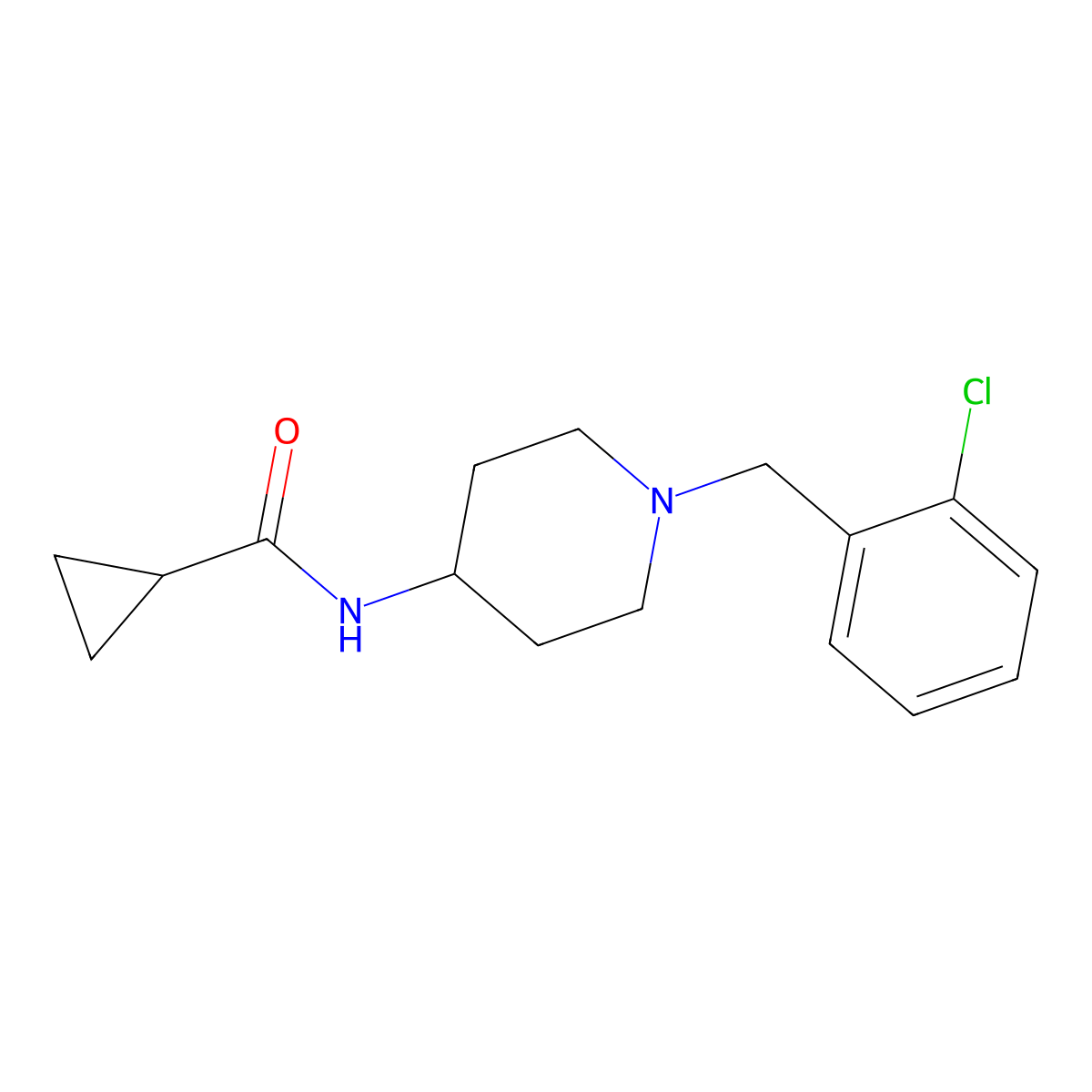 N-{1-[(2-chlorophenyl)methyl]piperidin-4-yl}cyclopropanecarboxamide molecular structure, CAS 2770595-92-9