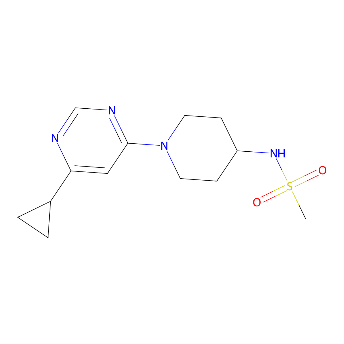 N-[1-(6-cyclopropylpyrimidin-4-yl)piperidin-4-yl]methanesulfonamide molecular structure, CAS 2770595-96-3
