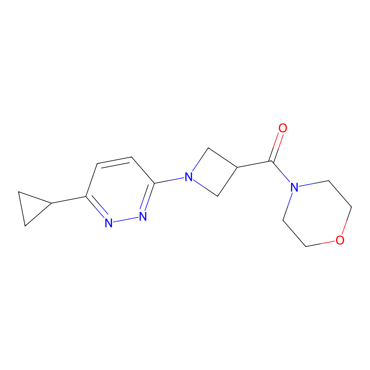 4-[1-(6-Cyclopropylpyridazin-3-yl)azetidine-3-carbonyl]morpholine molecular structure, CAS 2770596-00-2