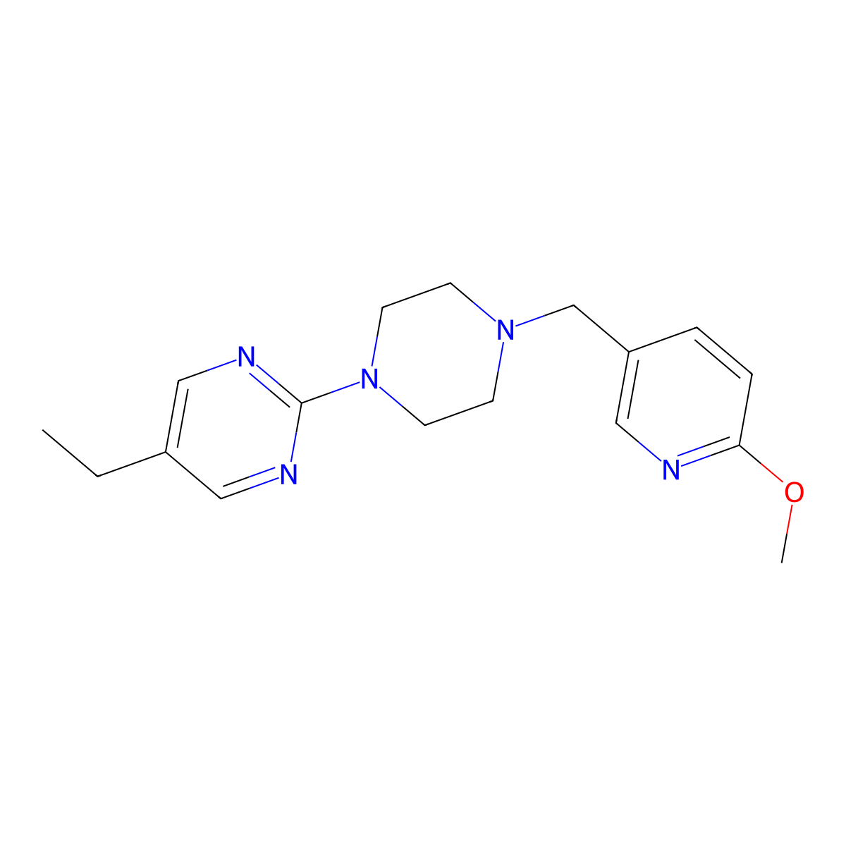 5-Ethyl-2-{4-[(6-methoxypyridin-3-yl)methyl]piperazin-1-yl}pyrimidine molecular structure, CAS 2770596-02-4