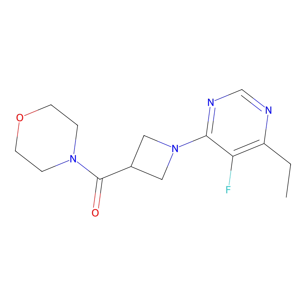 4-[1-(6-Ethyl-5-fluoropyrimidin-4-yl)azetidine-3-carbonyl]morpholine molecular structure, CAS 2770596-03-5