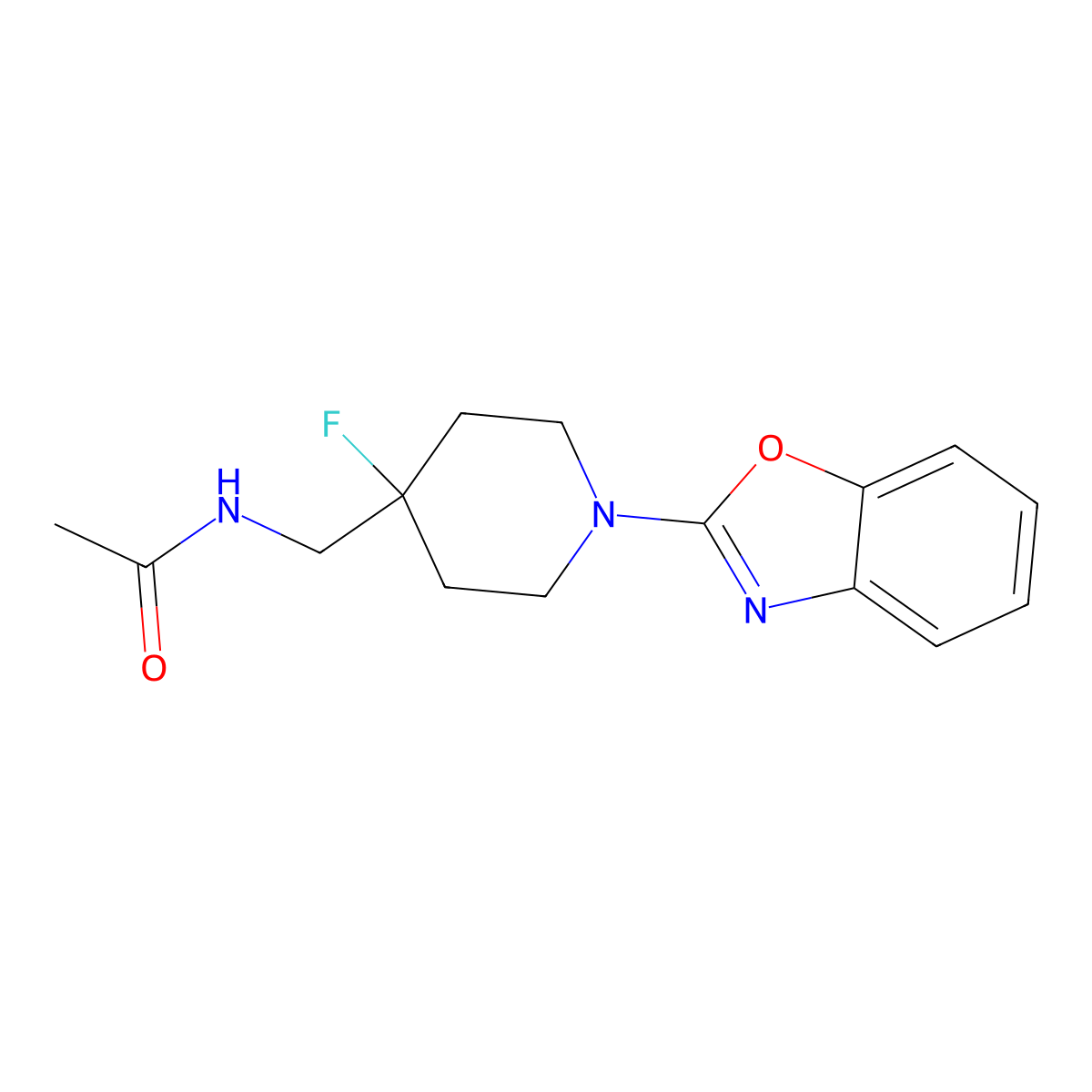 N-{[1-(1,3-benzoxazol-2-yl)-4-fluoropiperidin-4-yl]methyl}acetamide molecular structure, CAS 2770596-12-6