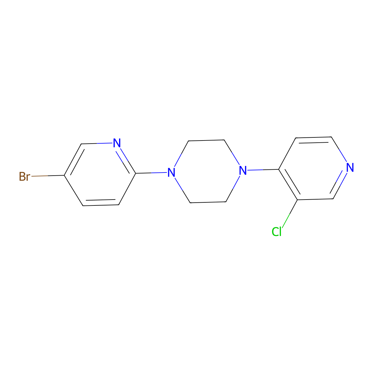 1-(5-Bromopyridin-2-yl)-4-(3-chloropyridin-4-yl)piperazine molecular structure, CAS 2770596-17-1