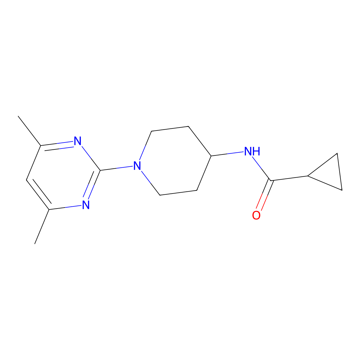 N-[1-(4,6-dimethylpyrimidin-2-yl)piperidin-4-yl]cyclopropanecarboxamide molecular structure, CAS 2770596-21-7