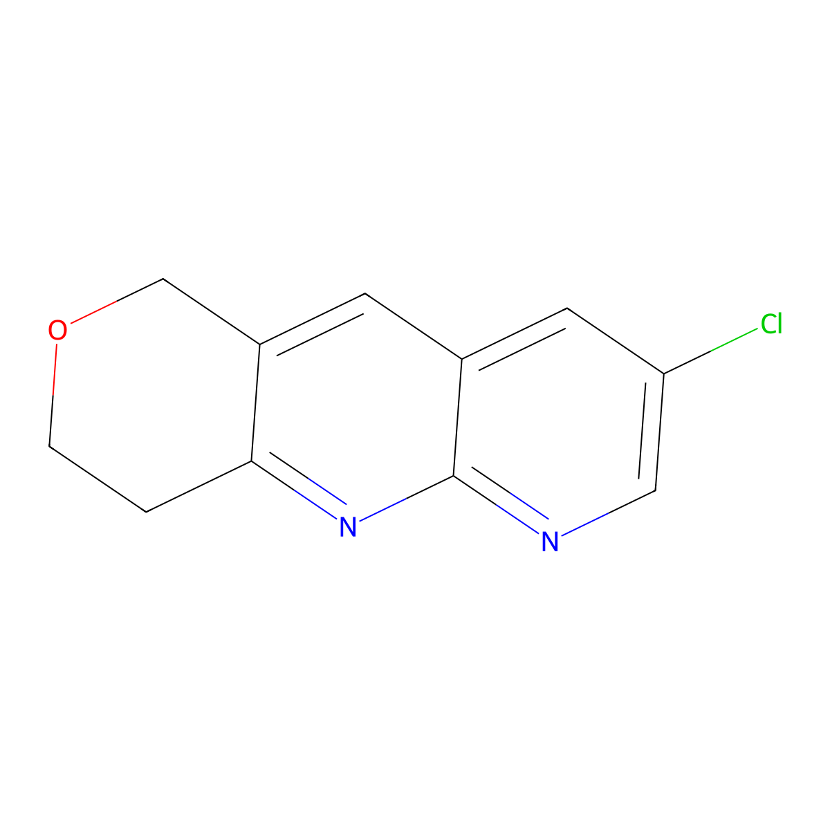 3-chloro-6H,8H,9H-pyrano[4,3-b]1,8-naphthyridine molecular structure, CAS 2770596-22-8