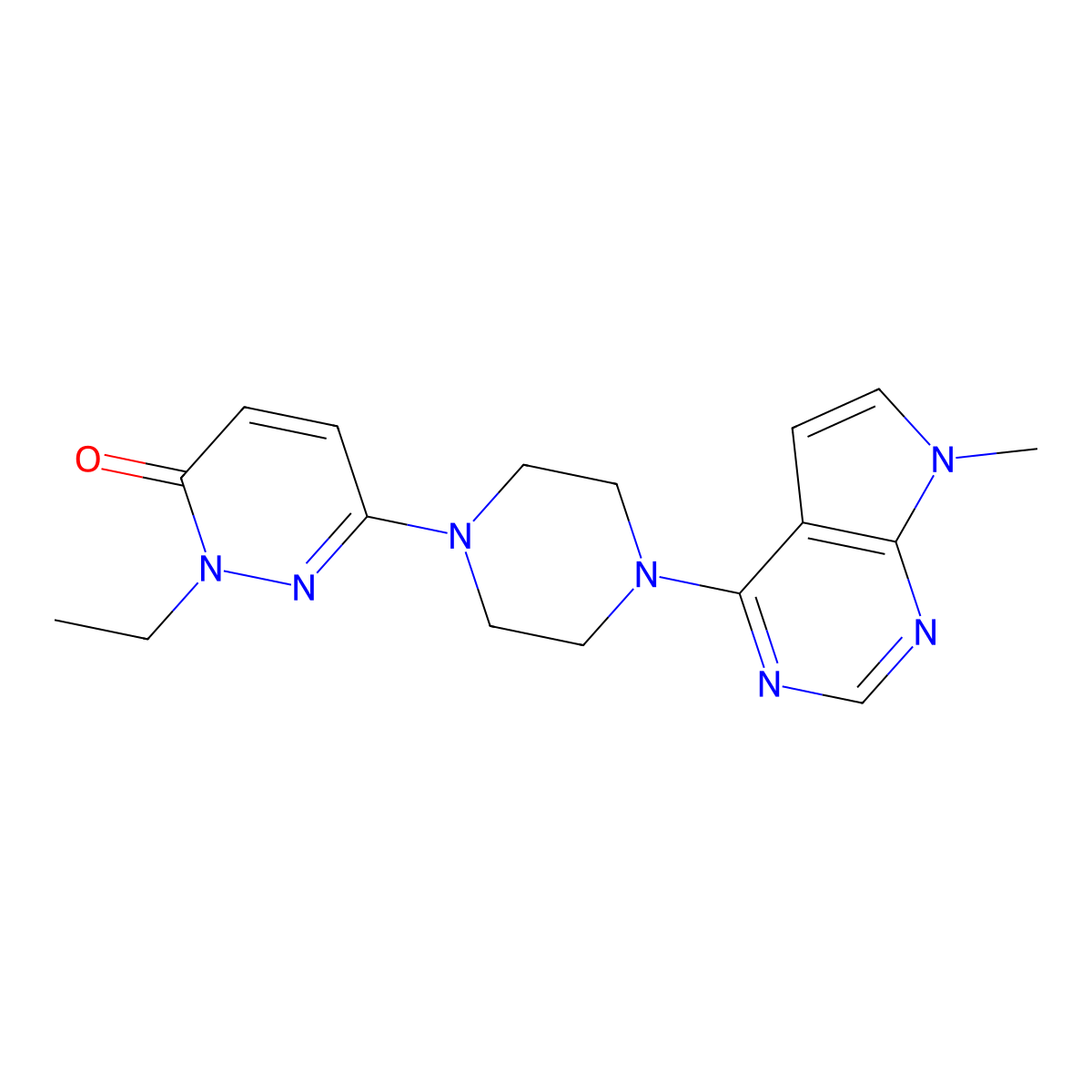 2-ethyl-6-(4-{7-methyl-7H-pyrrolo[2,3-d]pyrimidin-4-yl}piperazin-1-yl)-2,3-dihydropyridazin-3-one molecular structure, CAS 2770596-27-3