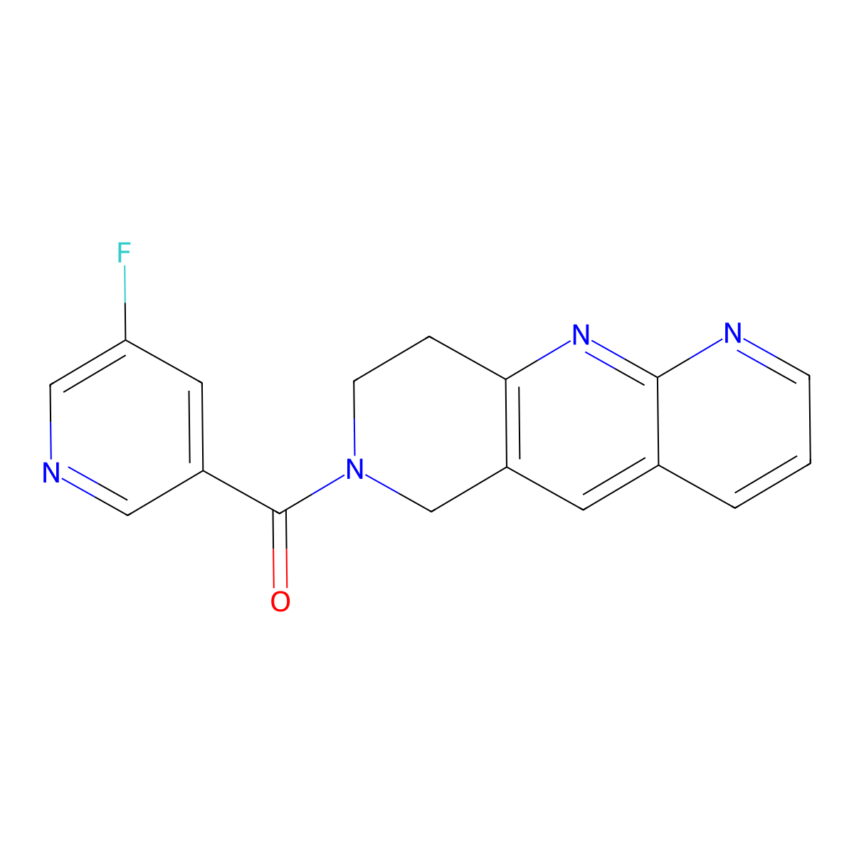 3-fluoro-5-{6H,7H,8H,9H-pyrido[2,3-b]1,6-naphthyridine-7-carbonyl}pyridine molecular structure, CAS 2770596-28-4