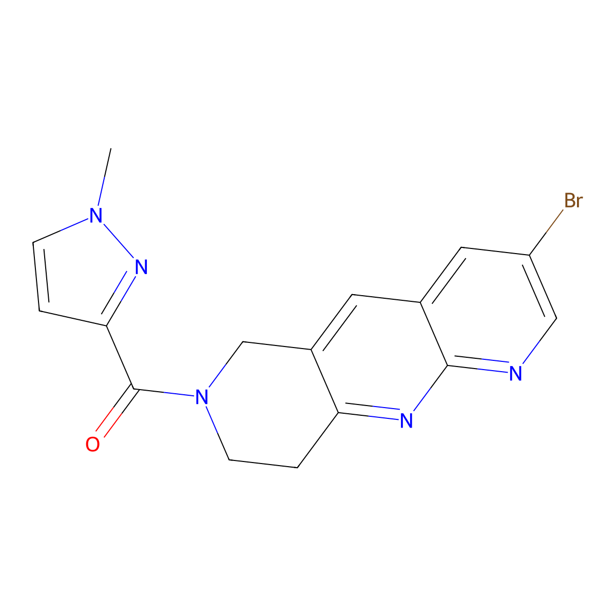 3-{3-bromo-6H,7H,8H,9H-pyrido[2,3-b]1,6-naphthyridine-7-carbonyl}-1-methyl-1H-pyrazole molecular structure, CAS 2770596-42-2