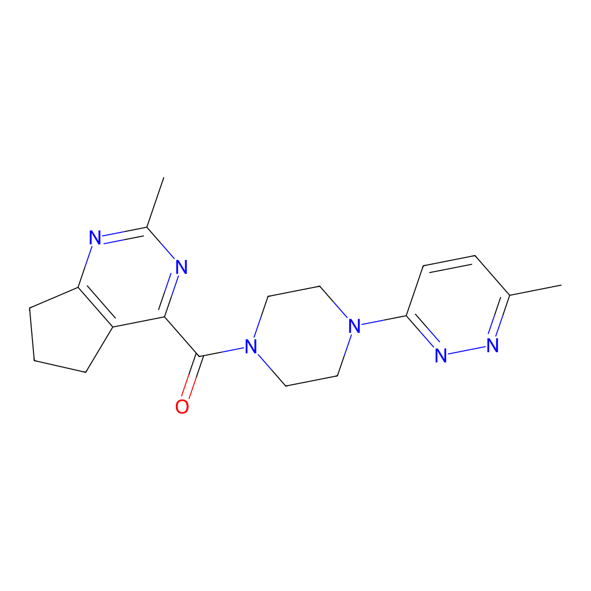 3-methyl-6-(4-{2-methyl-5H,6H,7H-cyclopenta[d]pyrimidine-4-carbonyl}piperazin-1-yl)pyridazine molecular structure, CAS 2770596-48-8