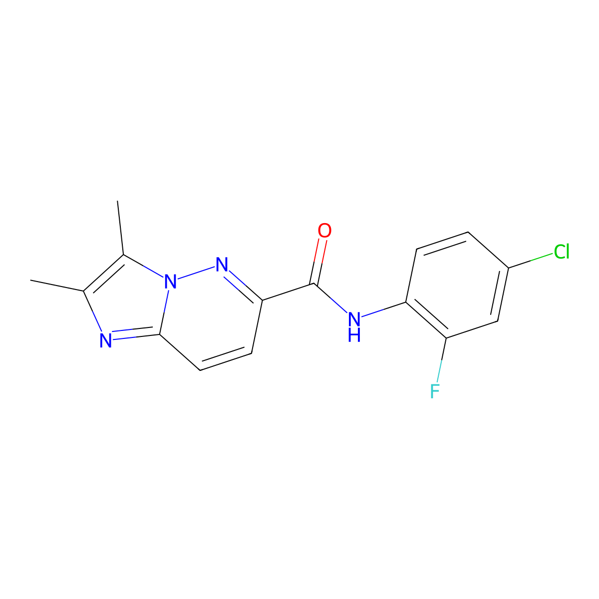 N-(4-chloro-2-fluorophenyl)-2,3-dimethylimidazo[1,2-b]pyridazine-6-carboxamide molecular structure, CAS 2770596-50-2