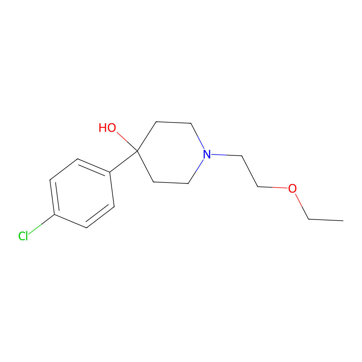 4-(4-Chlorophenyl)-1-(2-ethoxyethyl)piperidin-4-ol molecular structure, CAS 2770596-52-4