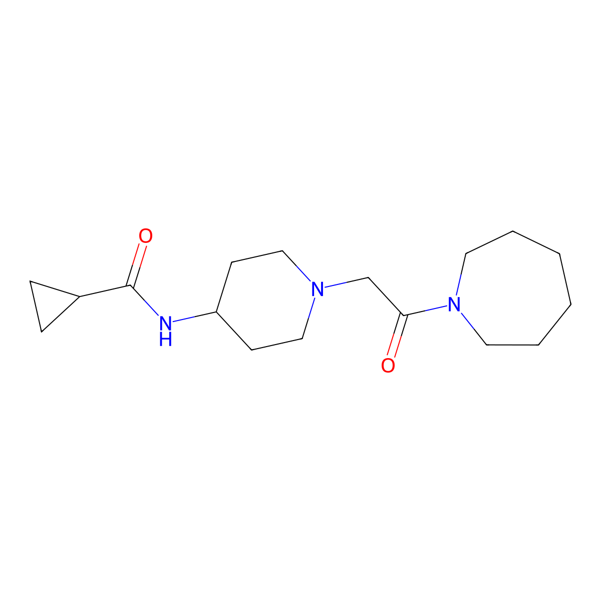 N-{1-[2-(azepan-1-yl)-2-oxoethyl]piperidin-4-yl}cyclopropanecarboxamide molecular structure, CAS 2770596-53-5