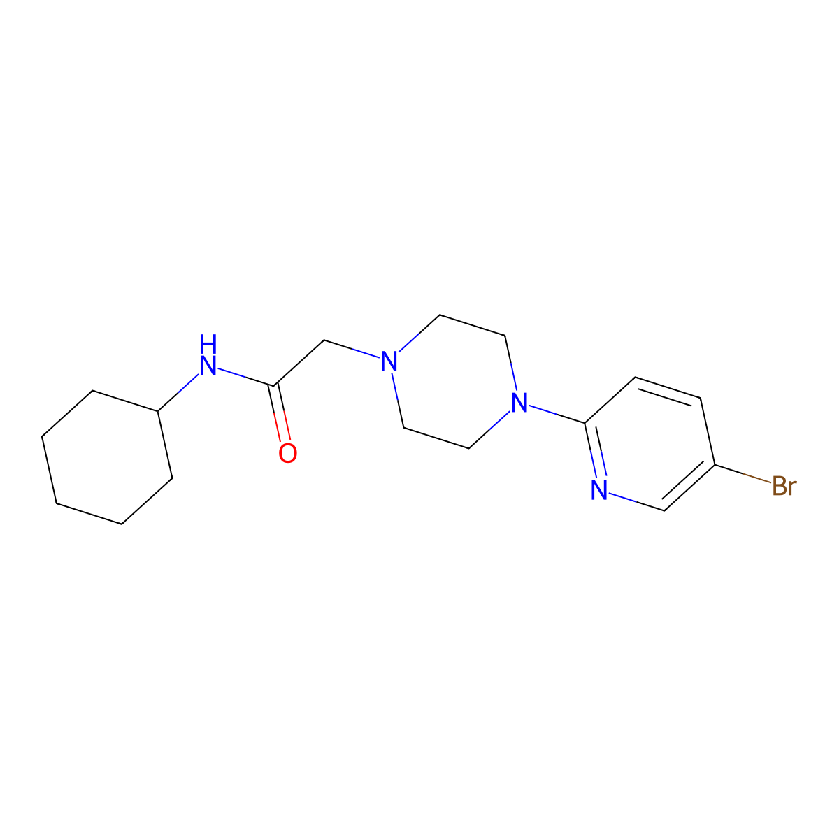 2-[4-(5-bromopyridin-2-yl)piperazin-1-yl]-N-cyclohexylacetamide molecular structure, CAS 2770596-54-6