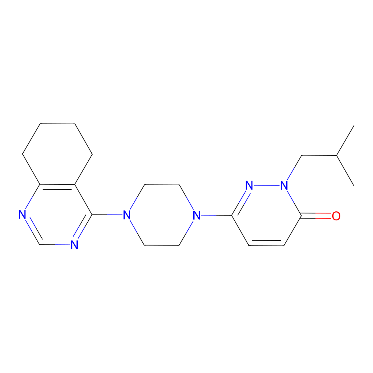 2-(2-Methylpropyl)-6-[4-(5,6,7,8-tetrahydroquinazolin-4-yl)piperazin-1-yl]-2,3-dihydropyridazin-3-one molecular structure, CAS 2770596-55-7