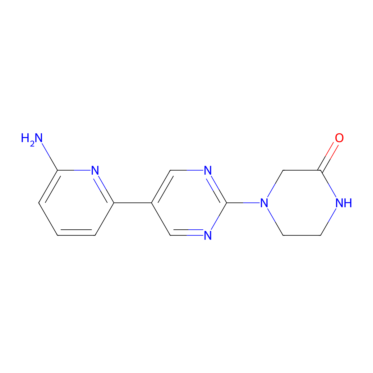 4-[5-(6-Aminopyridin-2-yl)pyrimidin-2-yl]piperazin-2-one molecular structure, CAS 2770596-56-8