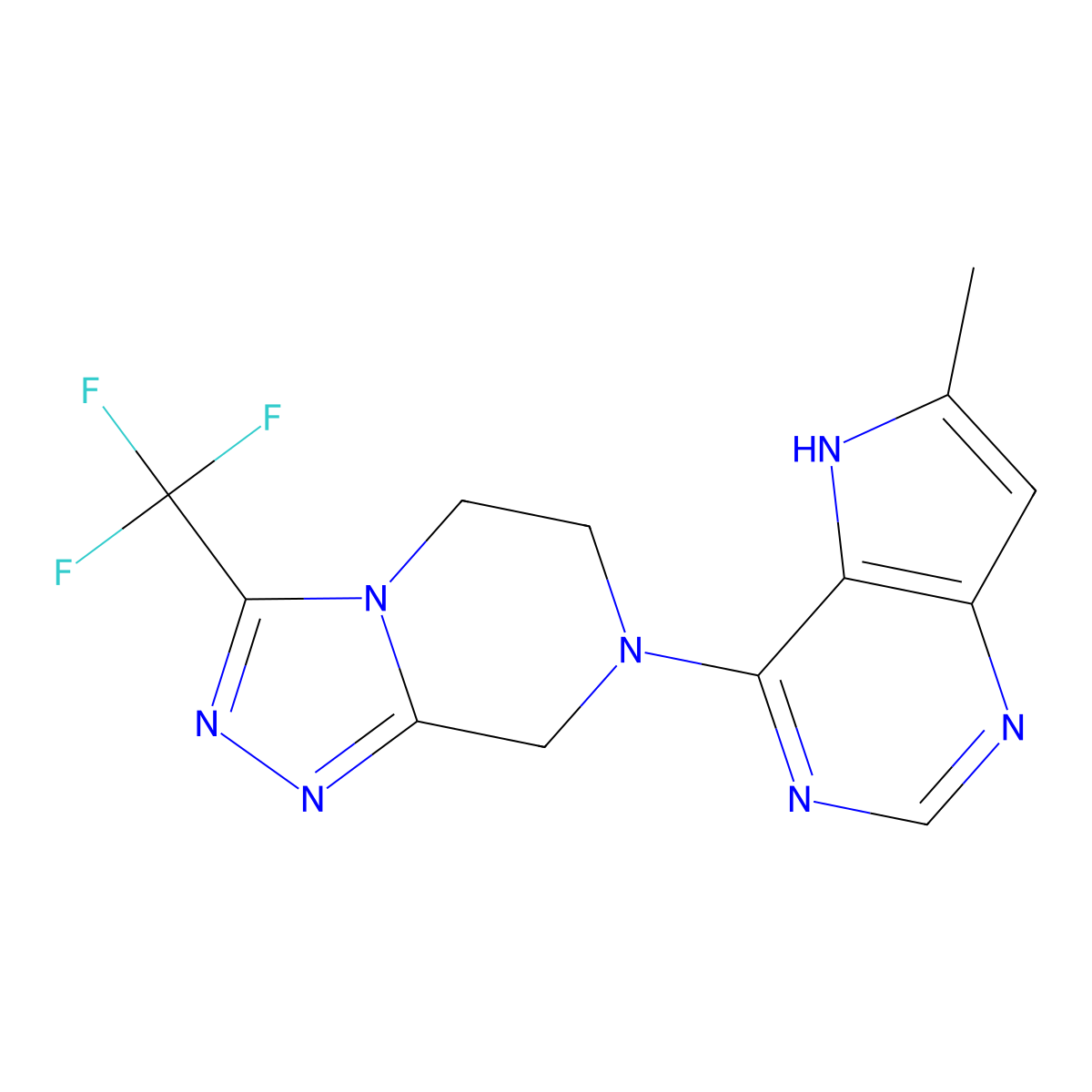 7-{6-methyl-5H-pyrrolo[3,2-d]pyrimidin-4-yl}-3-(trifluoromethyl)-5H,6H,7H,8H-[1,2,4]triazolo[4,3-a]pyrazine molecular structure, CAS 2770596-58-0