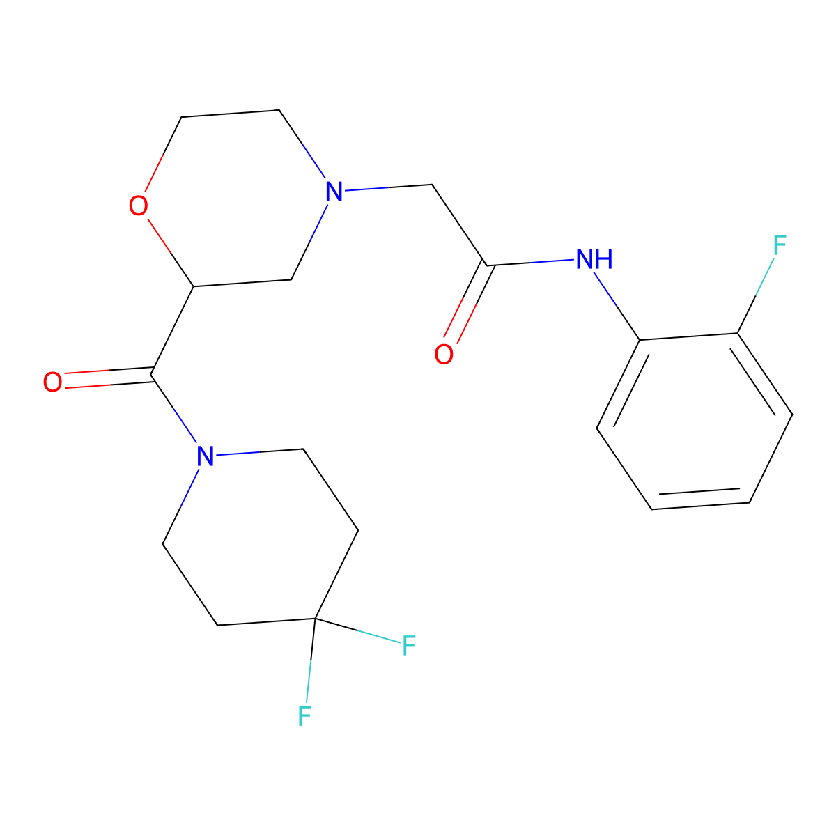 2-[2-(4,4-difluoropiperidine-1-carbonyl)morpholin-4-yl]-N-(2-fluorophenyl)acetamide molecular structure, CAS 2770596-60-4