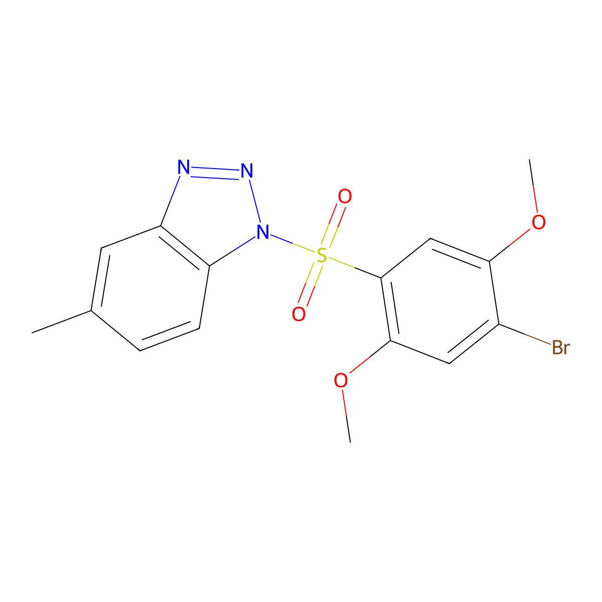 1-(4-bromo-2,5-dimethoxybenzenesulfonyl)-5-methyl-1H-1,2,3-benzotriazole molecular structure, CAS 2770596-62-6