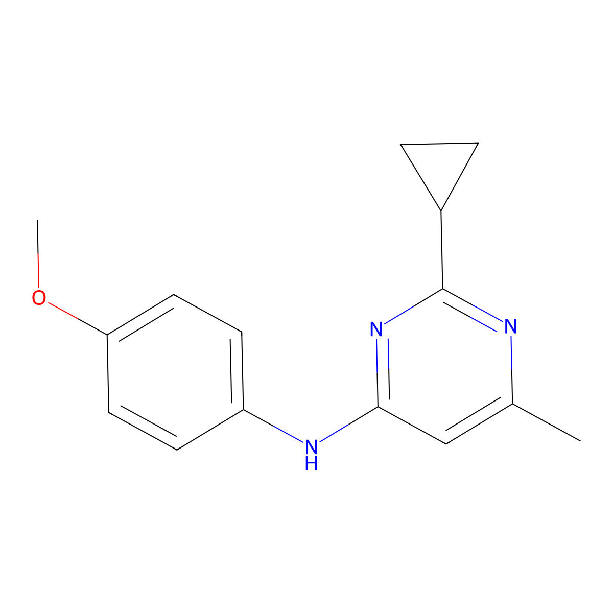 2-cyclopropyl-N-(4-methoxyphenyl)-6-methylpyrimidin-4-amine molecular structure, CAS 2770596-66-0