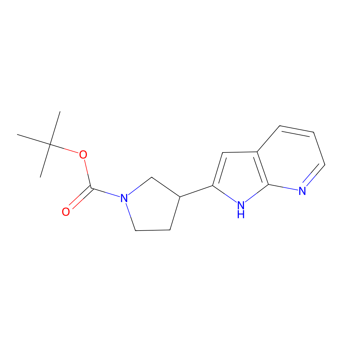tert-butyl 3-{1H-pyrrolo[2,3-b]pyridin-2-yl}pyrrolidine-1-carboxylate molecular structure, CAS 2770596-72-8