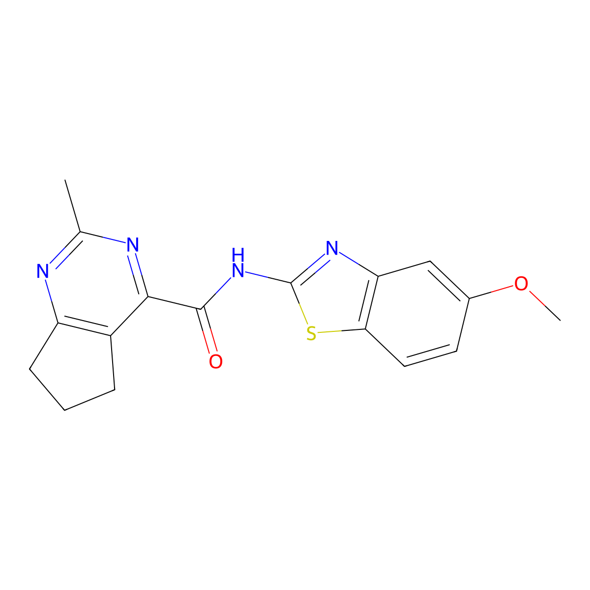 N-(5-methoxy-1,3-benzothiazol-2-yl)-2-methyl-5H,6H,7H-cyclopenta[d]pyrimidine-4-carboxamide molecular structure, CAS 2770596-76-2