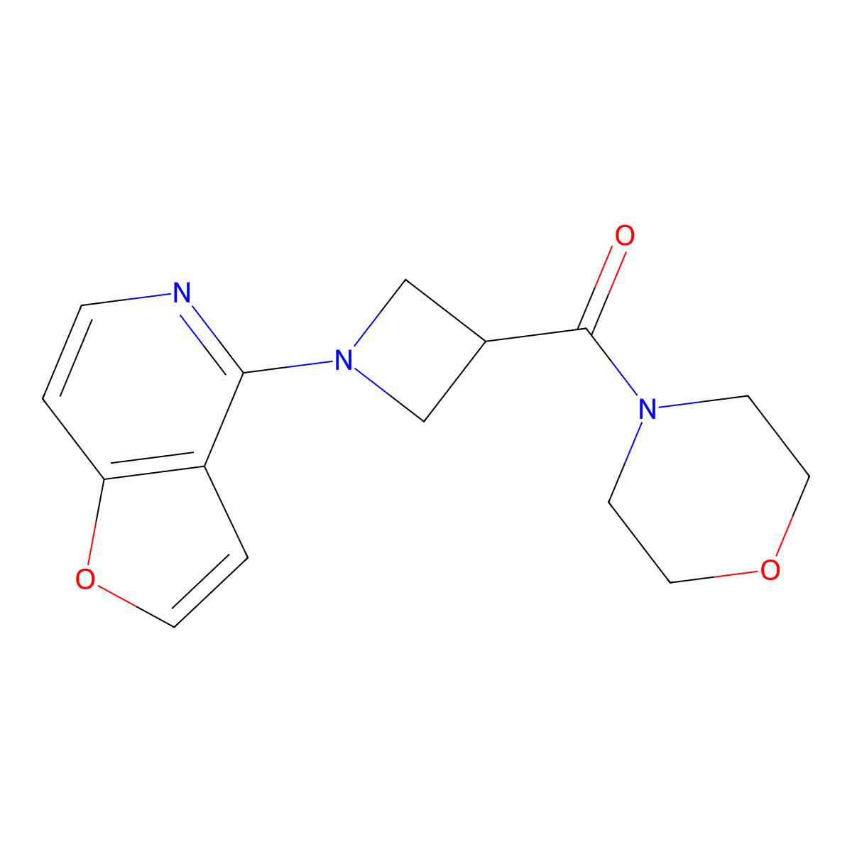 4-(1-{Furo[3,2-c]pyridin-4-yl}azetidine-3-carbonyl)morpholine molecular structure, CAS 2770596-90-0
