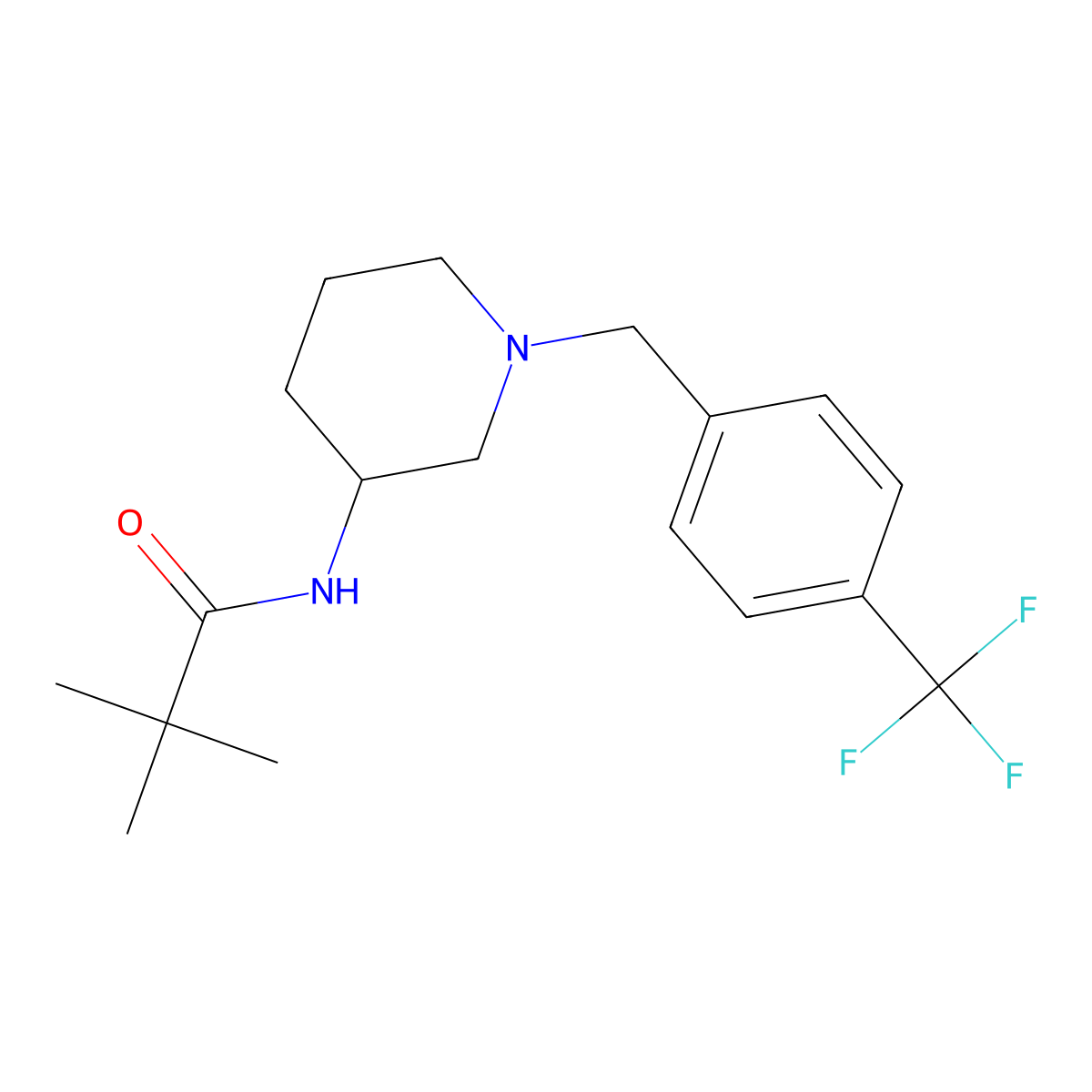 2,2-dimethyl-N-(1-{[4-(trifluoromethyl)phenyl]methyl}piperidin-3-yl)propanamide molecular structure, CAS 2770596-93-3