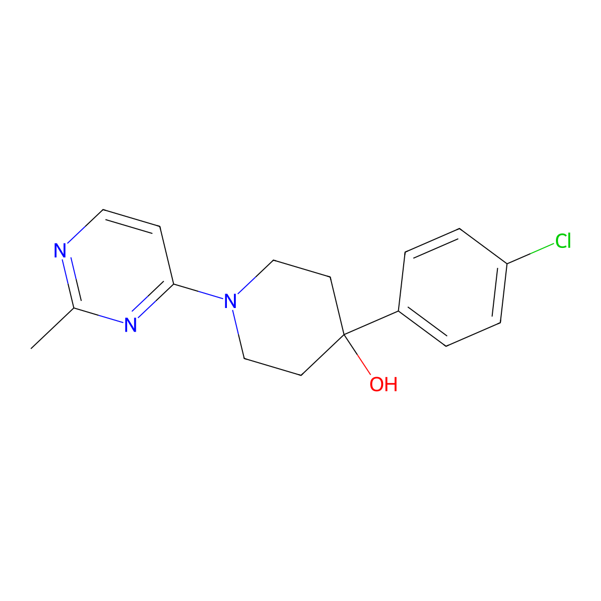 4-(4-Chlorophenyl)-1-(2-methylpyrimidin-4-yl)piperidin-4-ol molecular structure, CAS 2770596-96-6