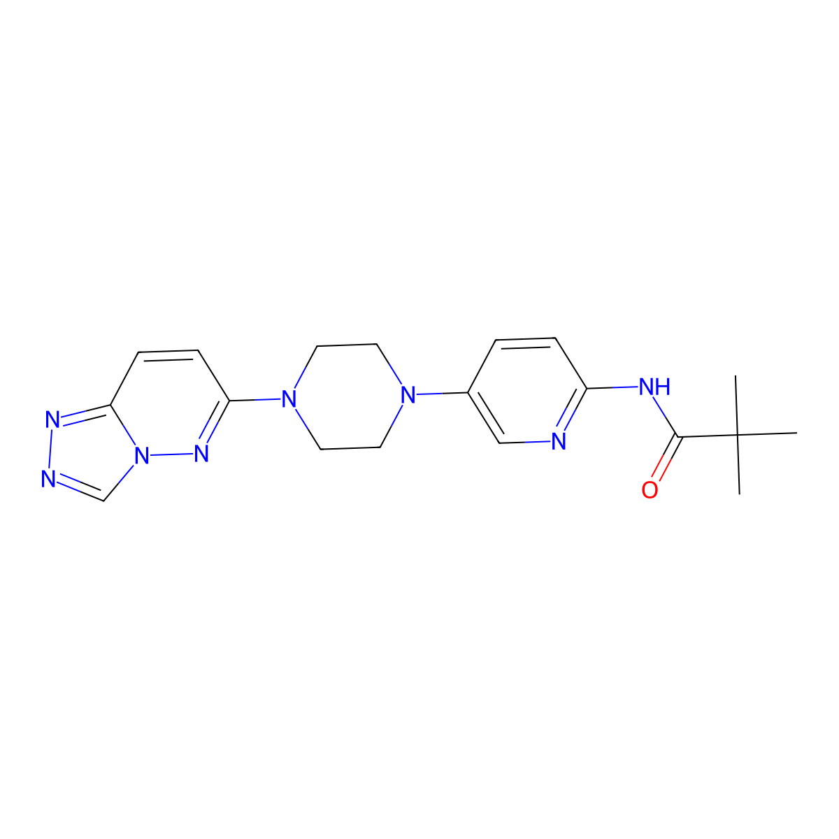 2,2-dimethyl-N-[5-(4-{[1,2,4]triazolo[4,3-b]pyridazin-6-yl}piperazin-1-yl)pyridin-2-yl]propanamide molecular structure, CAS 2770597-02-7