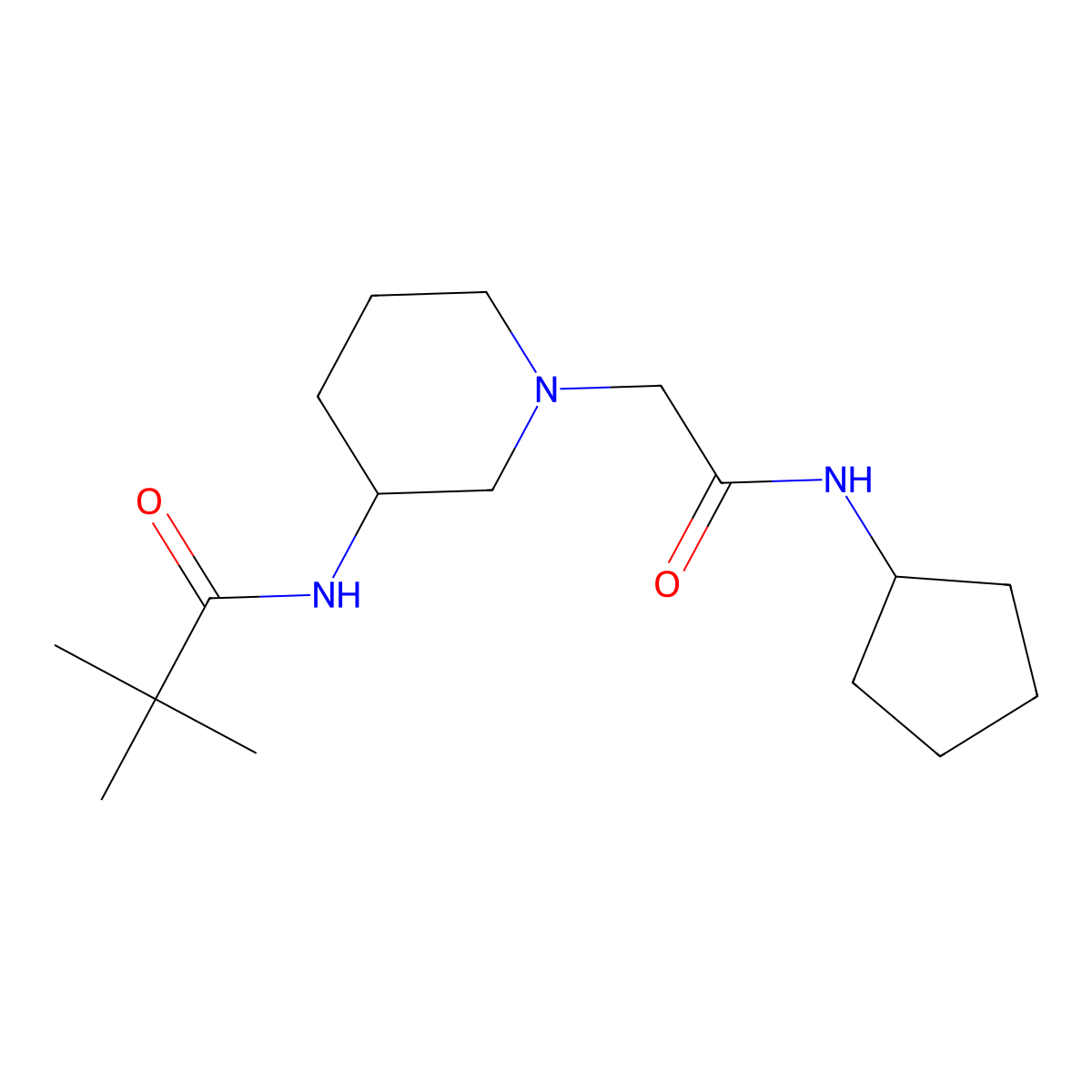 N-{1-[(cyclopentylcarbamoyl)methyl]piperidin-3-yl}-2,2-dimethylpropanamide molecular structure, CAS 2770597-03-8